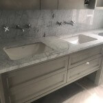 Carrara Marble Vanity top with full high splash back Fulham, London 1